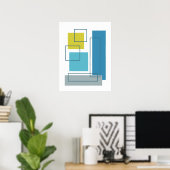 Abstracte blokken 1 geometrisch ontwerp poster (Thuiskantoor)