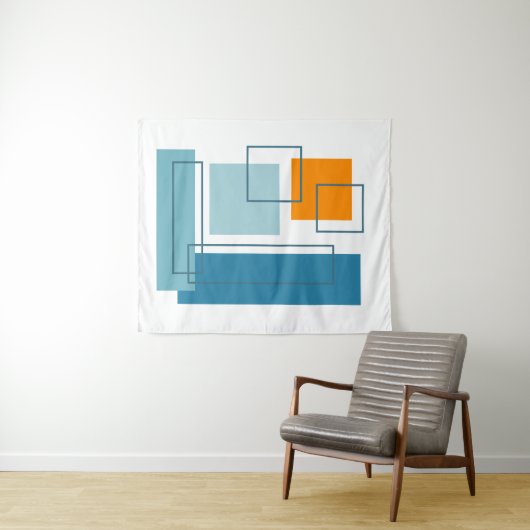 Abstracte blokken 1 geometrisch ontwerp wandkleed (In Situ (horizontaal))