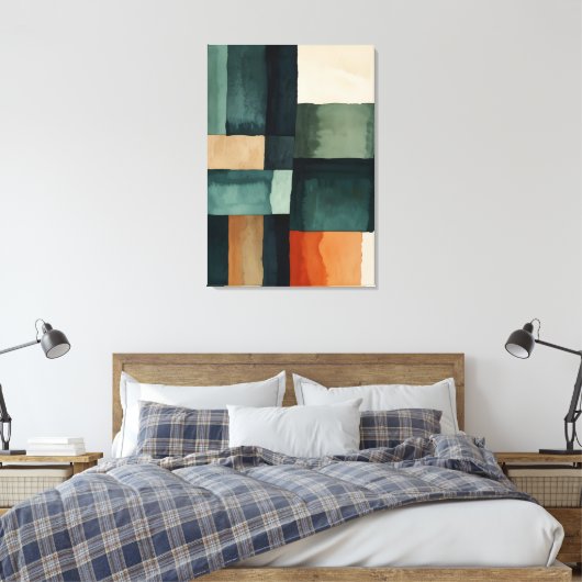 Abstracte blokken canvas afdruk (Insitu (Slaapkamer))