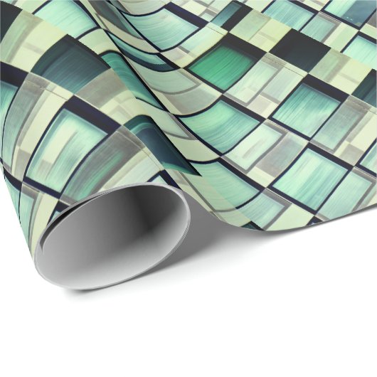 Abstracte blokken groen cadeaupapier (Rol Hoek)