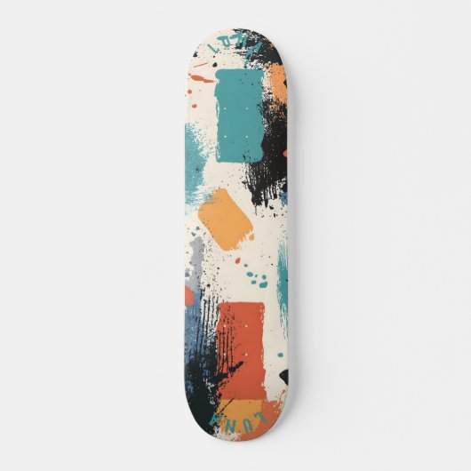 Abstracte blokpenseelstreek - Aardse minimalistisc Persoonlijk Skateboard (Voorkant)