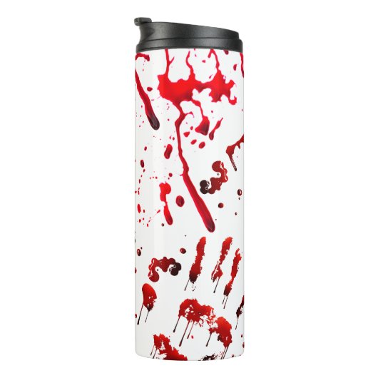 Abstracte Bloody Splatter en handafdrukken Thermosbeker (Geroteerd rechts)
