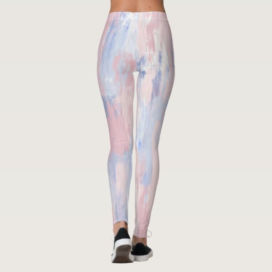 Abstracte Blos en Blauwe Verfstreken Leggings (Achterkant)