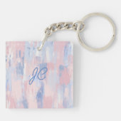 Abstracte Blos en Blauwe Verfstreken Sleutelhanger (Achterkant)