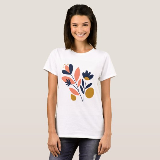 Abstracte Blossom Chic T-shirt (Voorkant volledig)