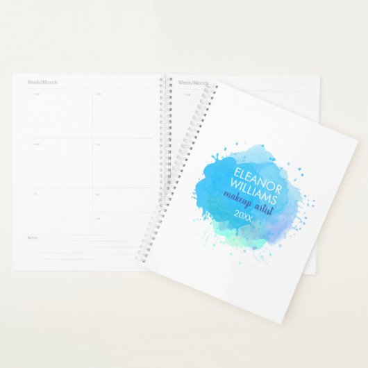 Abstracte  Blot voor Chic Modern Blue Waterverf Planner (Display)