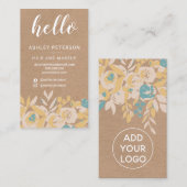 Abstracte, blote, bruine kraft hallo script visitekaartje (Voorkant / Achterkant)