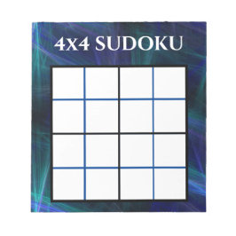 Abstracte Blue 4x4 Sudoku-Sjabloon Notitieblok