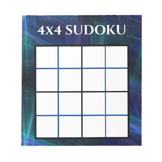 Abstracte Blue 4x4 Sudoku-Sjabloon Notitieblok (Voorkant)