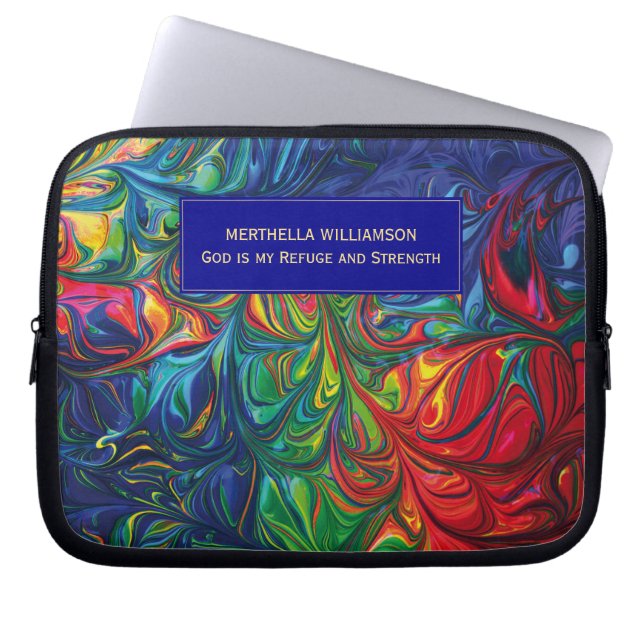 Abstracte BLUE - Aangepaste Christelijke scripts Laptop Sleeve (Voorkant)