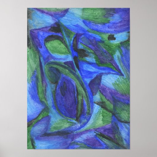 ABSTRACTE BLUE-afdruk Poster (Voorkant)