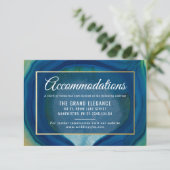 Abstracte Blue Agate Pattern Huwelijksaccommodatie Informatiekaartje (Staand voorkant)