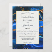 Abstracte Blue Agate Waterverf bruiloft Kaart (Voorkant)