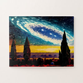 Abstracte Blue Aqua en Yellow Sky Legpuzzel