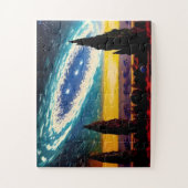 Abstracte Blue Aqua en Yellow Sky Legpuzzel (Verticaal)