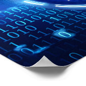 Abstracte Blue Binary Data Achtergrond Poster (Hoek)