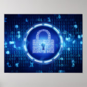 Abstracte Blue Binary Data Achtergrond Poster (Voorkant)