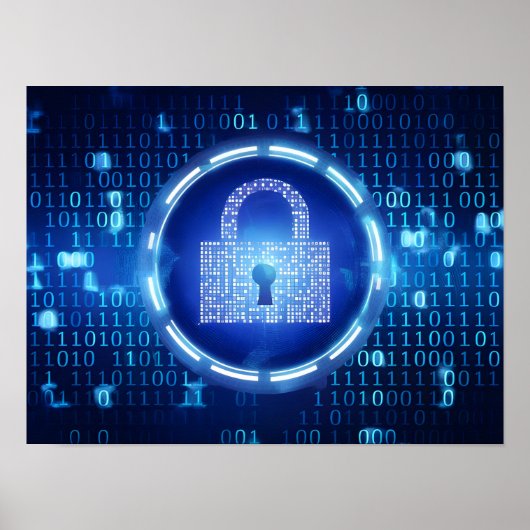 Abstracte Blue Binary Data Achtergrond Poster (Voorkant)