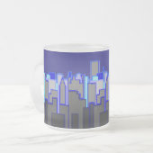 Abstracte Blue City Skyline Art Matglas Koffiemok (Voorkant links)