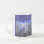 Abstracte Blue City Skyline Art Matglas Koffiemok (Links)