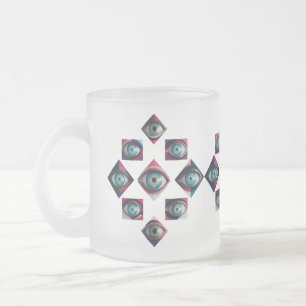 Abstracte Blue Eye geometrische kunst - Matglas Koffiemok