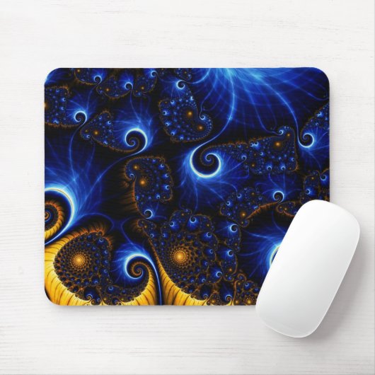 Abstracte Blue Fractal Sky Muismat (Met muis)