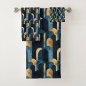 Abstracte Blue Gold Navy Bad Handdoek (Insitu)