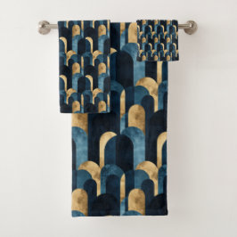 Abstracte Blue Gold Navy Bad Handdoek
