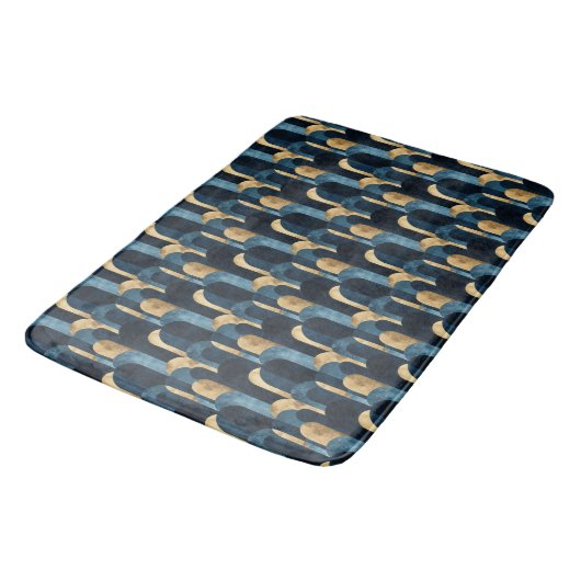 Abstracte Blue Gold Navy Badmat (Gekanteld)