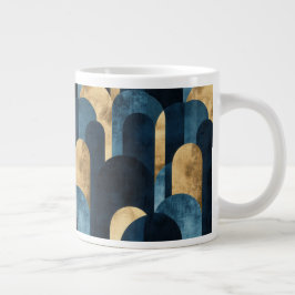 Abstracte Blue Gold Navy Grote Koffiekop