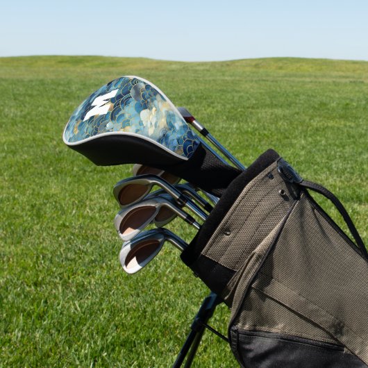 Abstracte Blue Gold Sky Wolken Golfheadcover (Insitu)