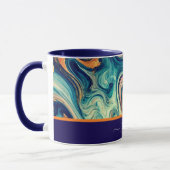 abstracte Blue&Gold-wervelingen - Naam toevoegen Mok (Links)