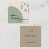 ABSTRACTE BLUE GREEN KRAFT SCANDI DANK U LOGO VIERKANTE VISITEKAARTJE (Voorkant / Achterkant)