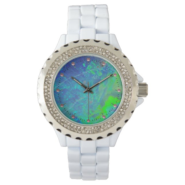 ABSTRACTE BLUE GREEN OPAL FOTO HORLOGE (Voorkant)