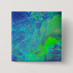 ABSTRACTE BLUE GREEN OPAL FOTO VIERKANTE BUTTON 5,1 CM