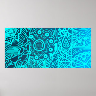 Abstracte Blue Henna Style Poster