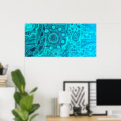 Abstracte Blue Henna Style Poster (Thuiskantoor)