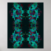 Abstracte Blue Lily Flowers regendruppels Poster (Voorkant)
