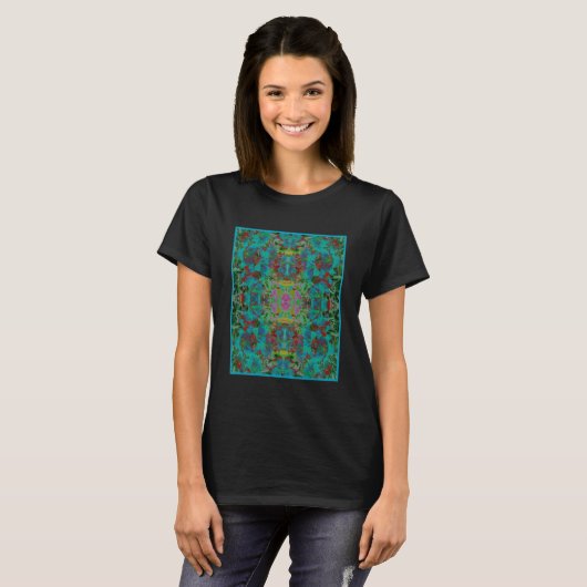 Abstracte Blue Lily Flowers regendruppels T-shirt (Voorkant volledig)
