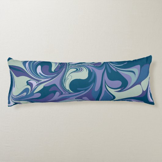 Abstracte Blue Marble Swirl Stijlvol Uniek Kleurri Lichaamskussen (Achterkant)