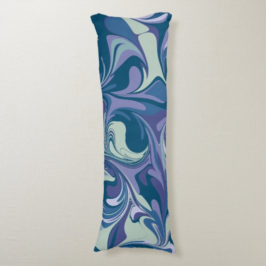 Abstracte Blue Marble Swirl Stijlvol Uniek Kleurri Lichaamskussen (Voorkant Verticaal)