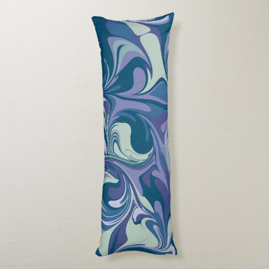 Abstracte Blue Marble Swirl Stijlvol Uniek Kleurri Lichaamskussen (Achterkant (Verticaal))