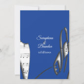 Abstracte Blue Music Wedding Theme Invitation Kaart (Achterkant)