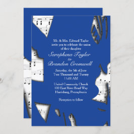 Abstracte Blue Music Wedding Theme Invitation Kaart