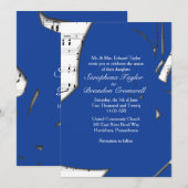 Abstracte Blue Music Wedding Theme Invitation Kaart (Voorkant / Achterkant)