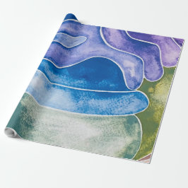 Abstracte Blue Ombre-Waterverf Cadeaupapier