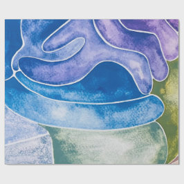 Abstracte Blue Ombre-Waterverf Cadeaupapier