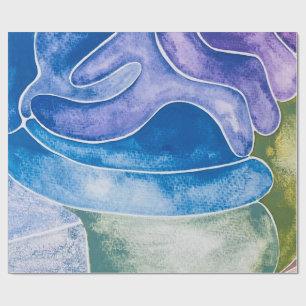 Abstracte Blue Ombre-Waterverf Cadeaupapier