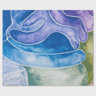 Abstracte Blue Ombre-Waterverf Cadeaupapier