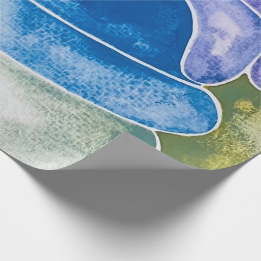 Abstracte Blue Ombre-Waterverf Cadeaupapier (Hoek)
